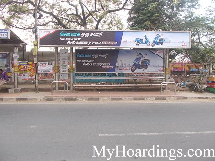 OOH Advertising Chennai, Bus Shelter Hoardings Agency at  Pachaiyappas college Bus Stop in chennai